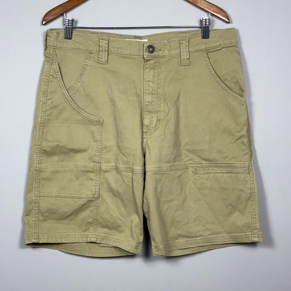 Wrangler Carpenter Shorts Mens Size 34 Cotton Blend Khaki Workwear Utility